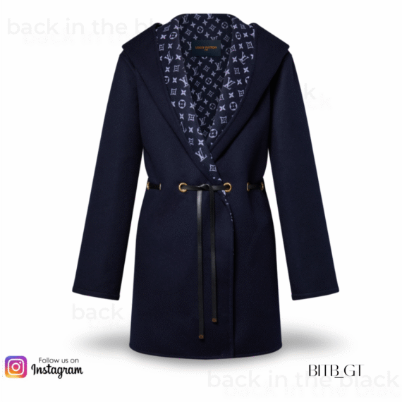 Hooded Drawstring Wrap Coat